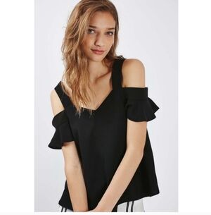 TOPSHOP Black off the shoulder top. Size 8